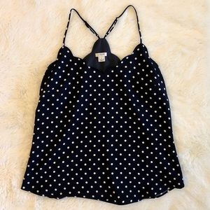 J. Crew navy polka dot tank top